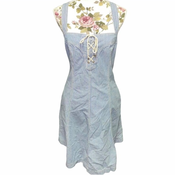 Lauren Ralph Lauren Dresses & Skirts - Ralph Lauren Denim Pin Stripe Dress Lace Up